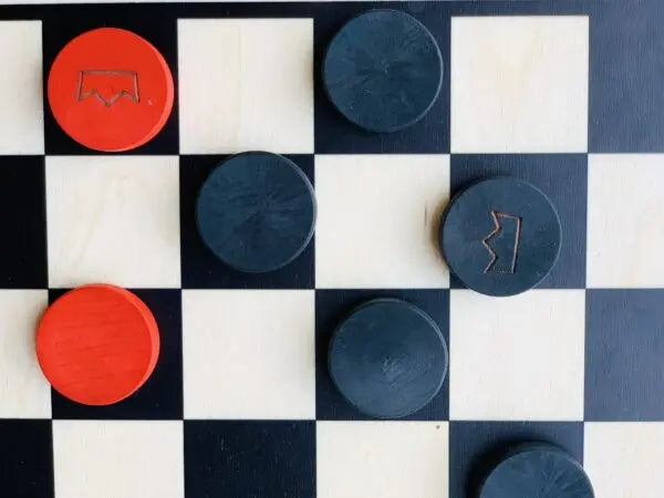 Wooden 15" Checkers Set | Made in USA | Games Maple Landmark