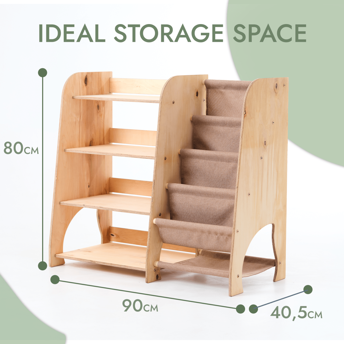Wooden Montessori Shelves for Toddler 2in1: Bookshelf & Toy Shelving - The Baby Penguin