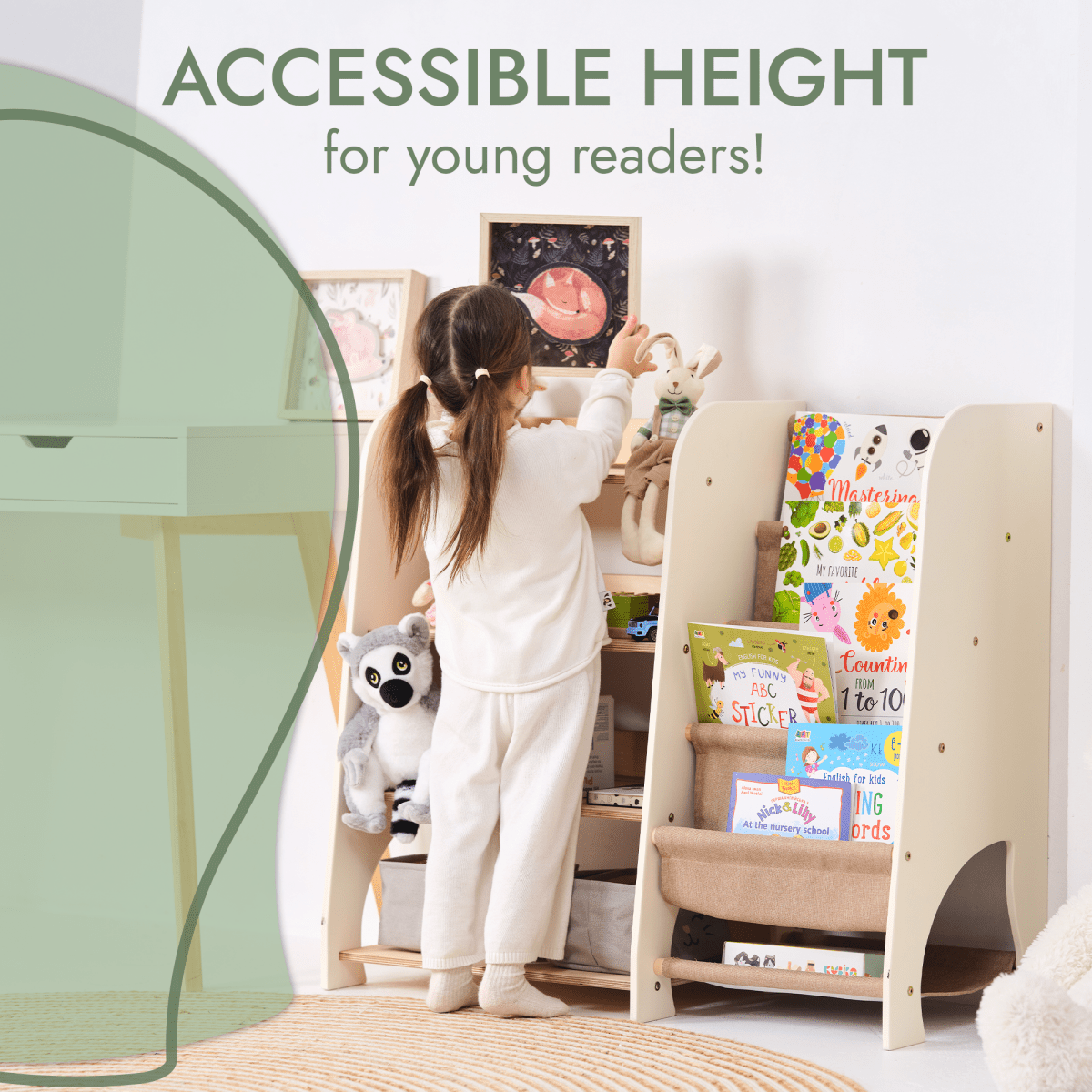 Wooden Montessori Shelves for Toddler 2in1: Bookshelf & Toy Shelving - The Baby Penguin