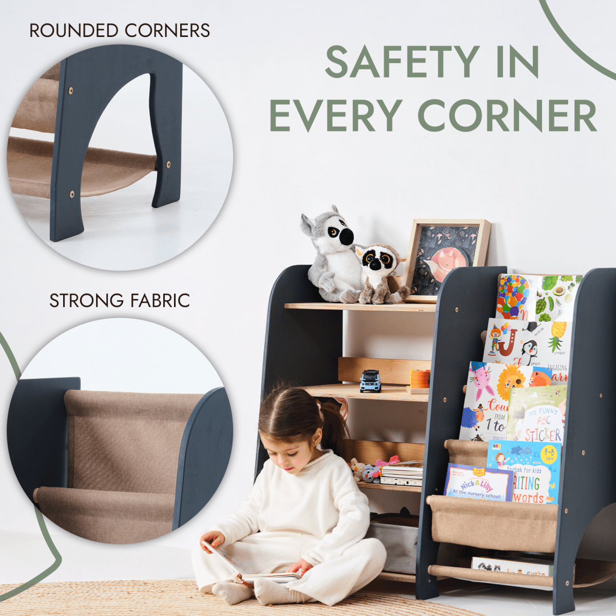 Wooden Montessori Shelves for Toddler 2in1: Bookshelf & Toy Shelving - The Baby Penguin