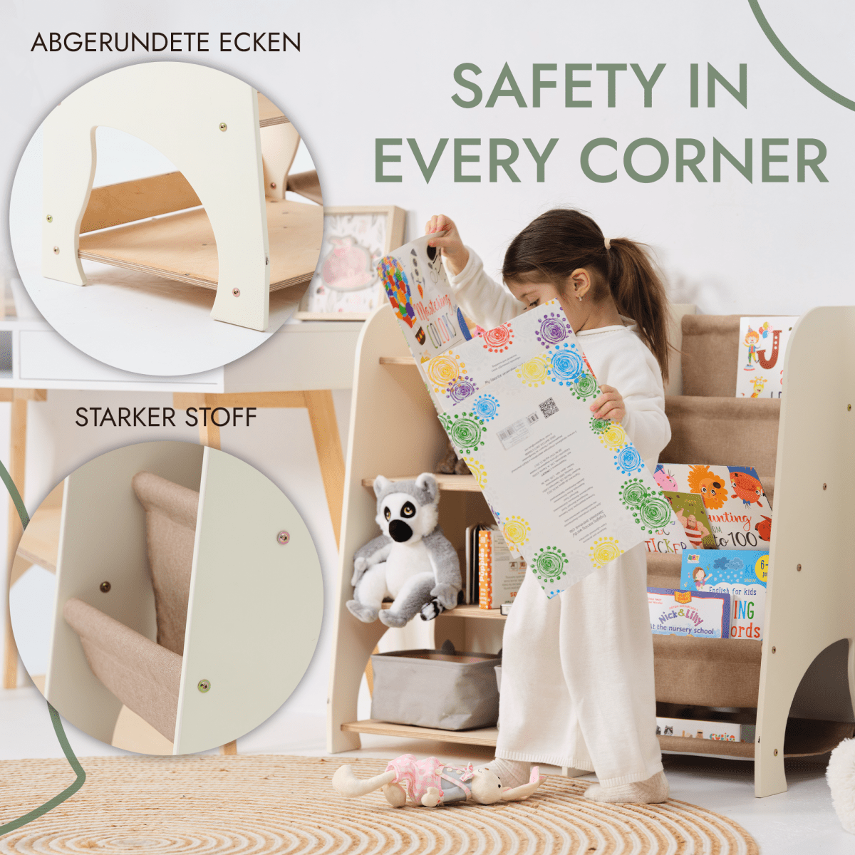 Wooden Montessori Shelves for Toddler 2in1: Bookshelf & Toy Shelving - The Baby Penguin