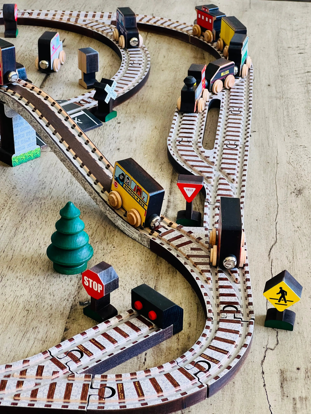 Wooden Train Town Set - Made in the USA | NameTrains Maple Landmark