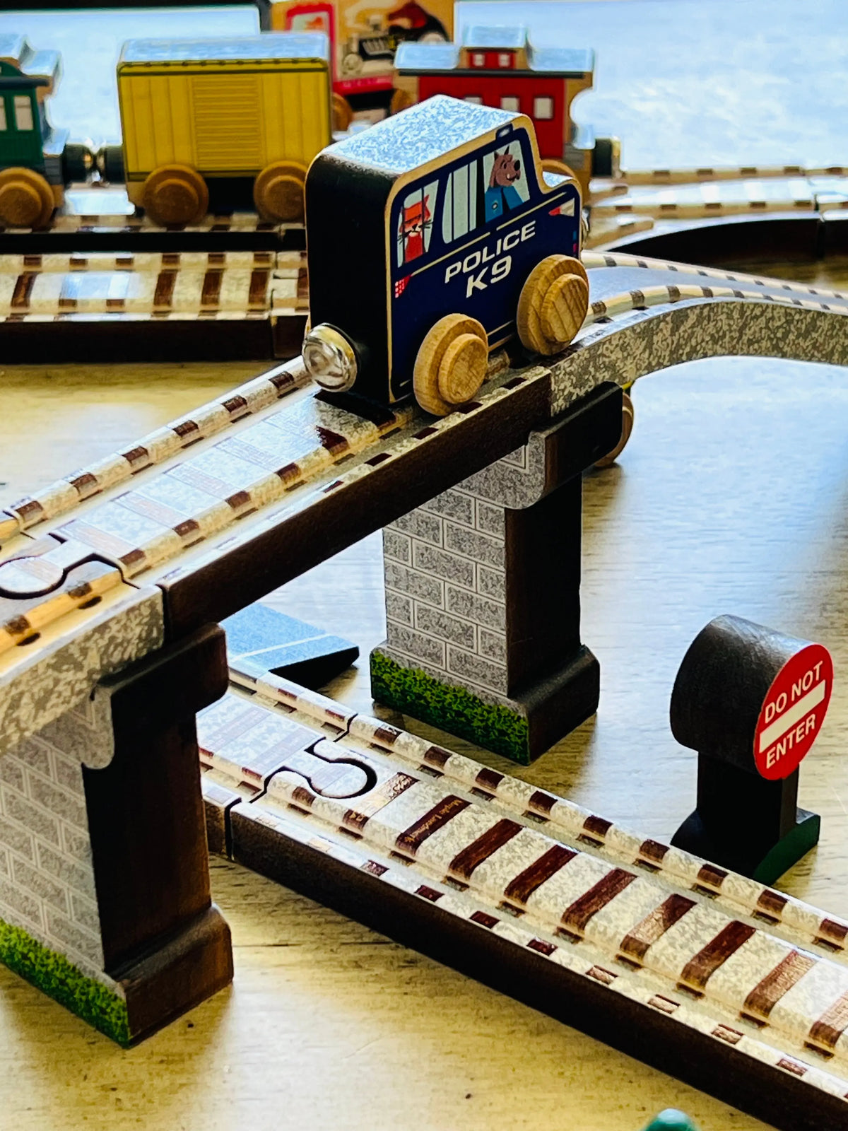 Wooden Train Town Set - Made in the USA | NameTrains Maple Landmark