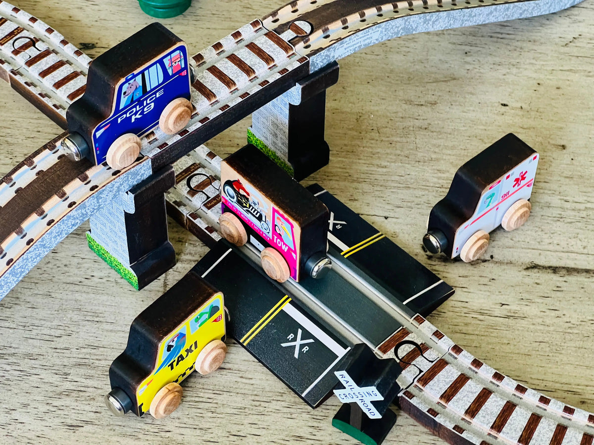 Wooden Train Town Set - Made in the USA | NameTrains Maple Landmark