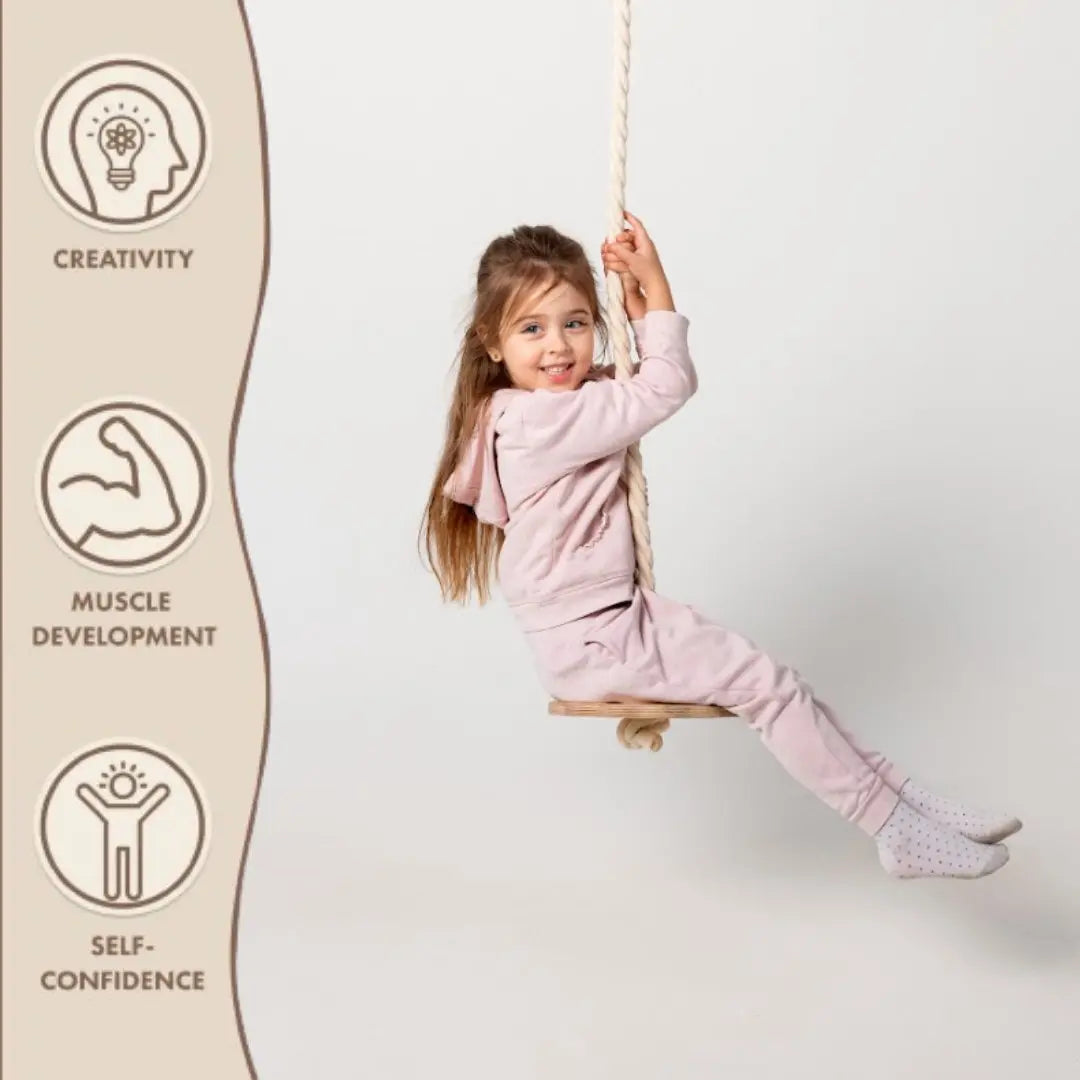 Wooden rope swing for kids - The Baby Penguin