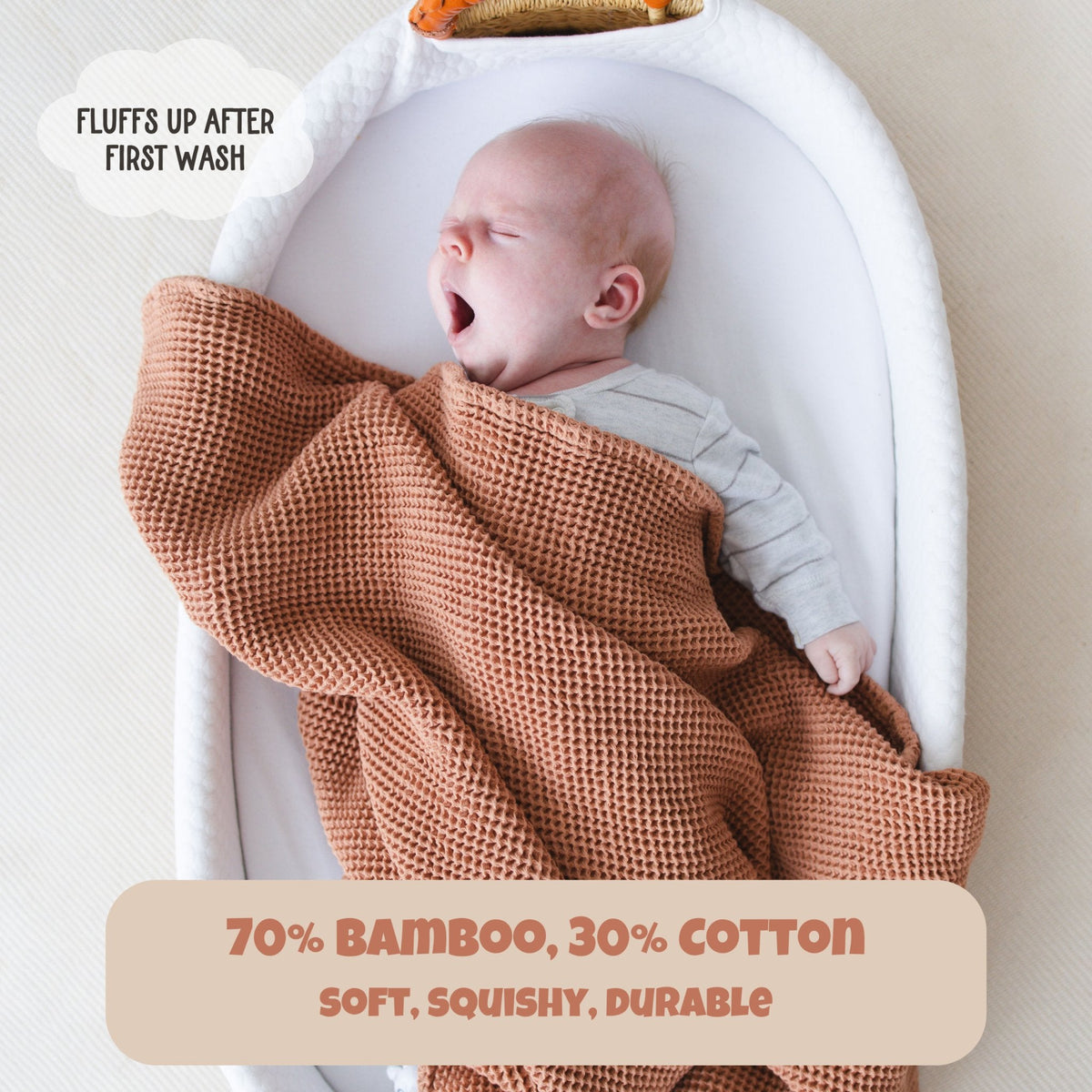 SpiritnSprout: Manufacturer cinnamon blanket graphic showing texture and fabric information