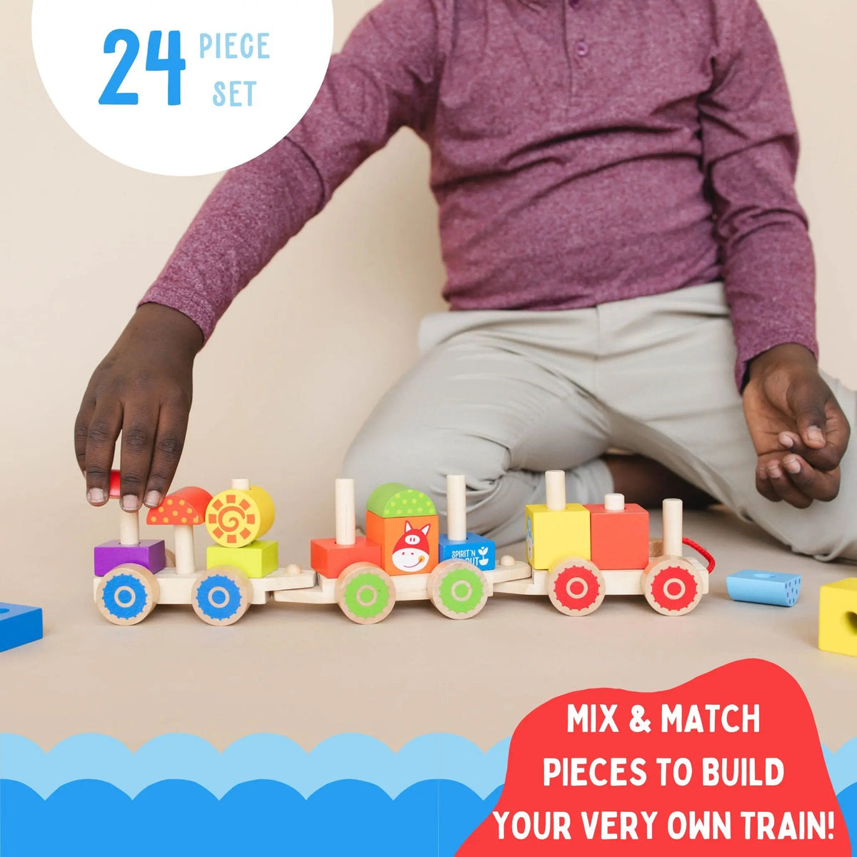 SpiritnSprout: Manufacturer graphic showing the train as a 24-piece stacking set