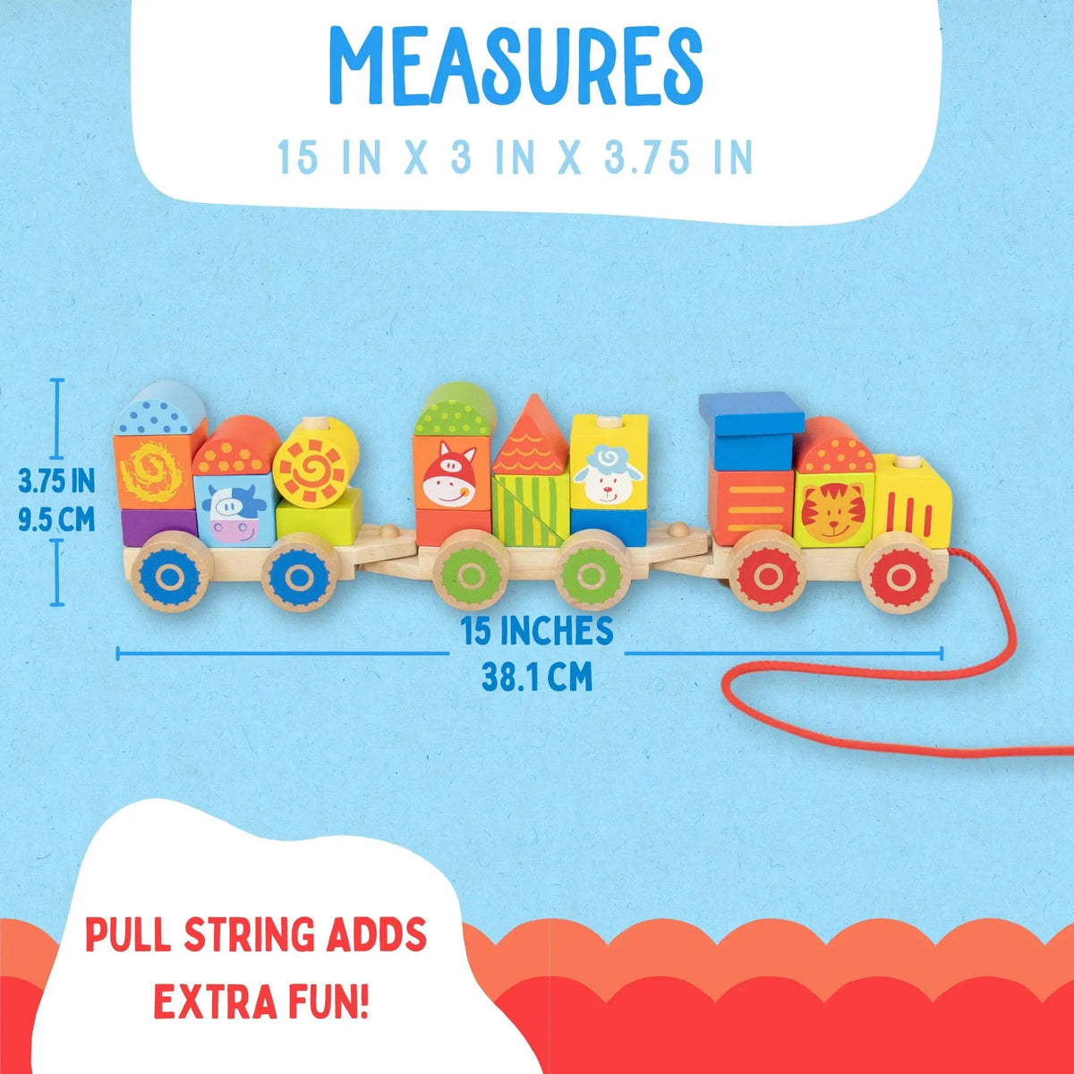 SpiritnSprout: Train dimension graphic showing 15 by 3 by 3.75 inches