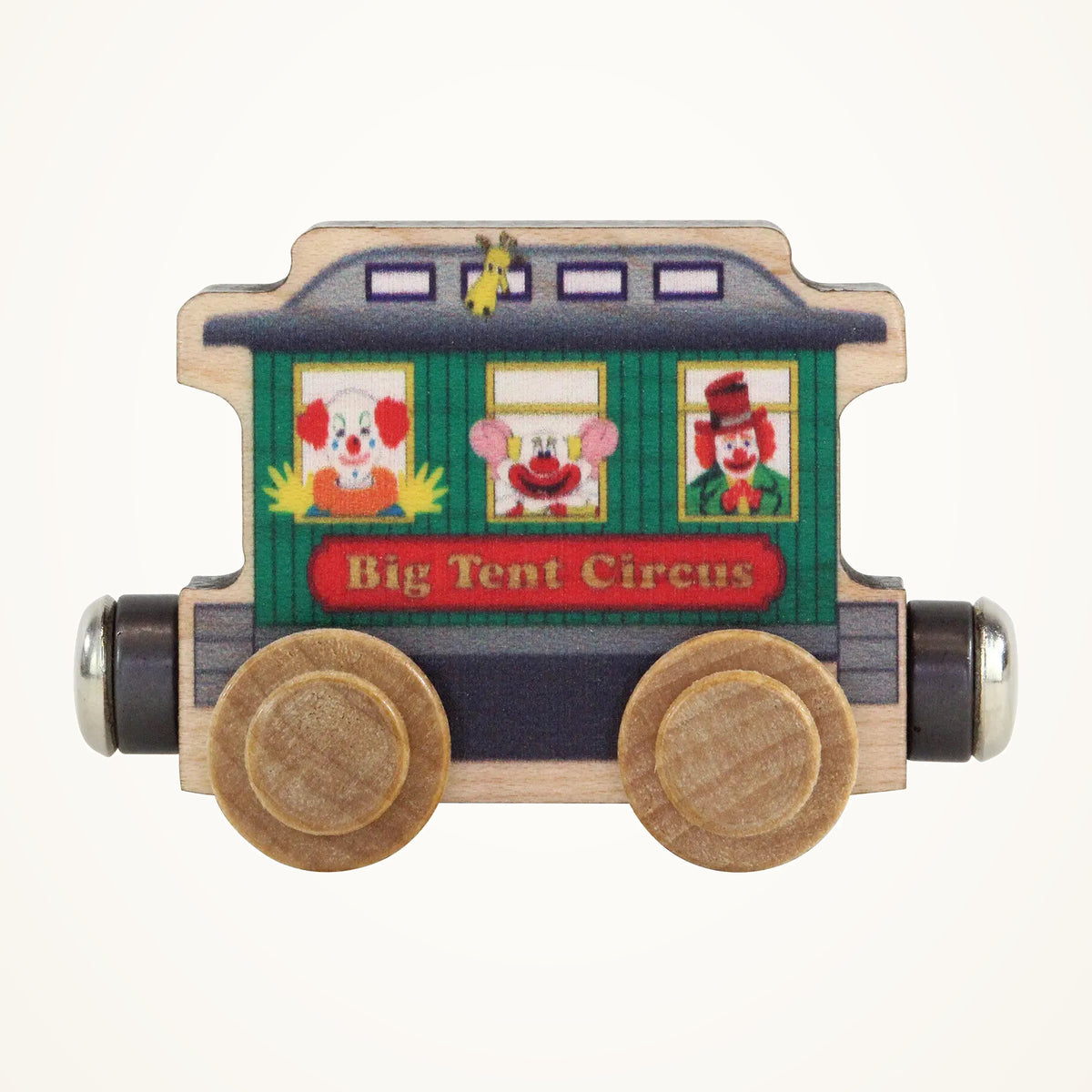 Maple Landmark NameTrains Circus Wagon photographed on a warm ivory background.