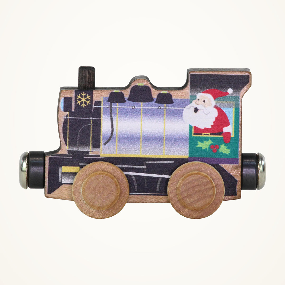 Maple Landmark NameTrains Santa Wooden Train Engine on a warm ivory background
