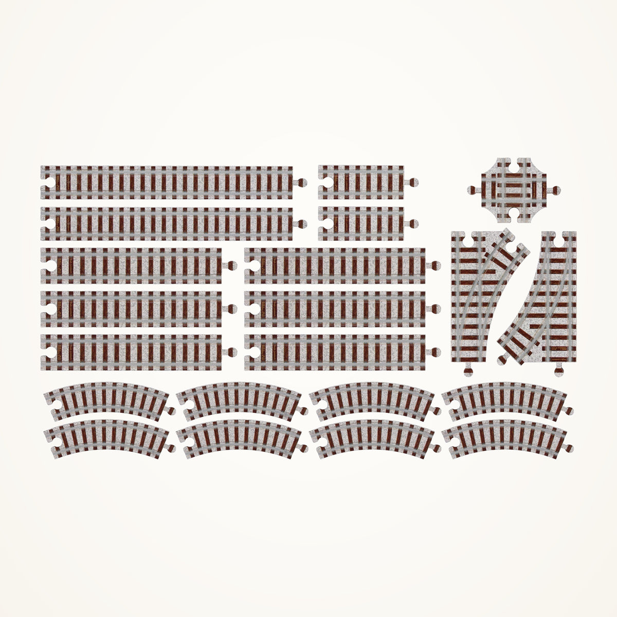 Maple Landmark NameTrains Wooden Track Expansion Pack 2, 21 Pieces on a warm ivory background