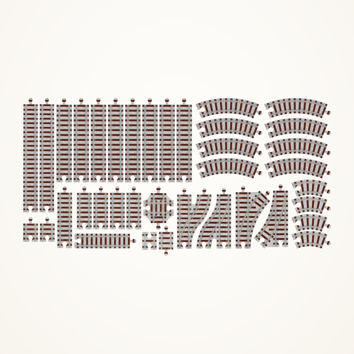Maple Landmark NameTrains Wooden Track Expansion Pack 3, 37 Pieces on a warm ivory background