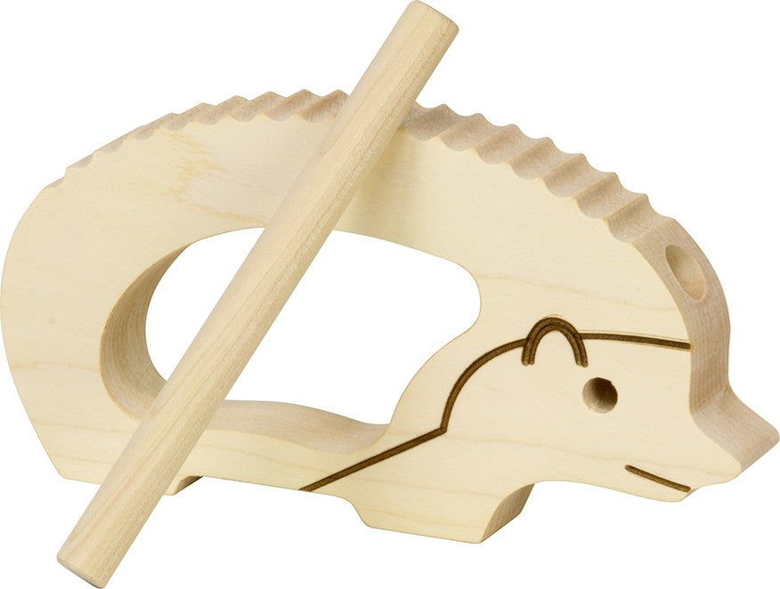 Maple Landmark Hermie the Rhythmic Hedgehog wooden scraper instrument with stick