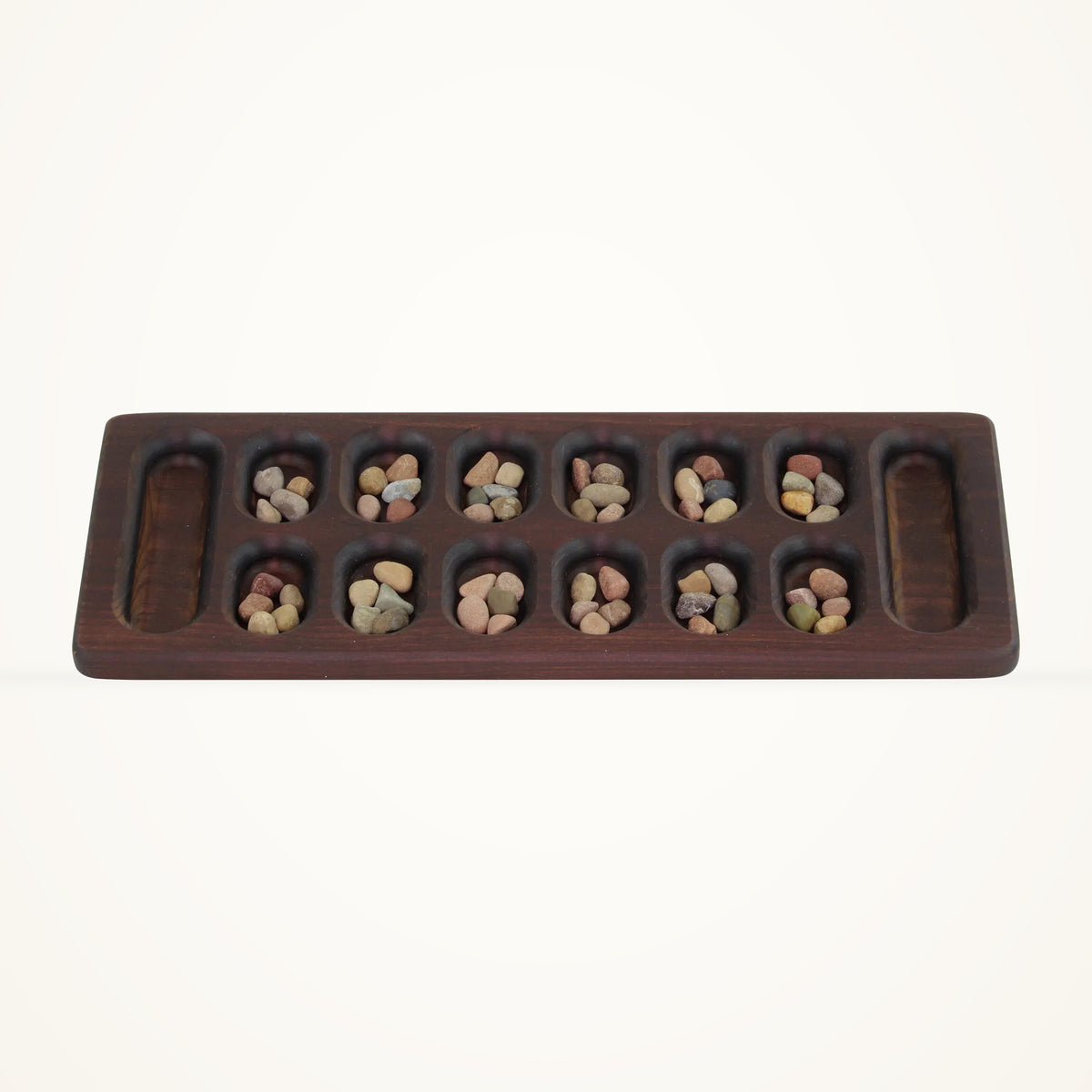 Maple Landmark Deluxe Mancala photographed on a warm ivory background.
