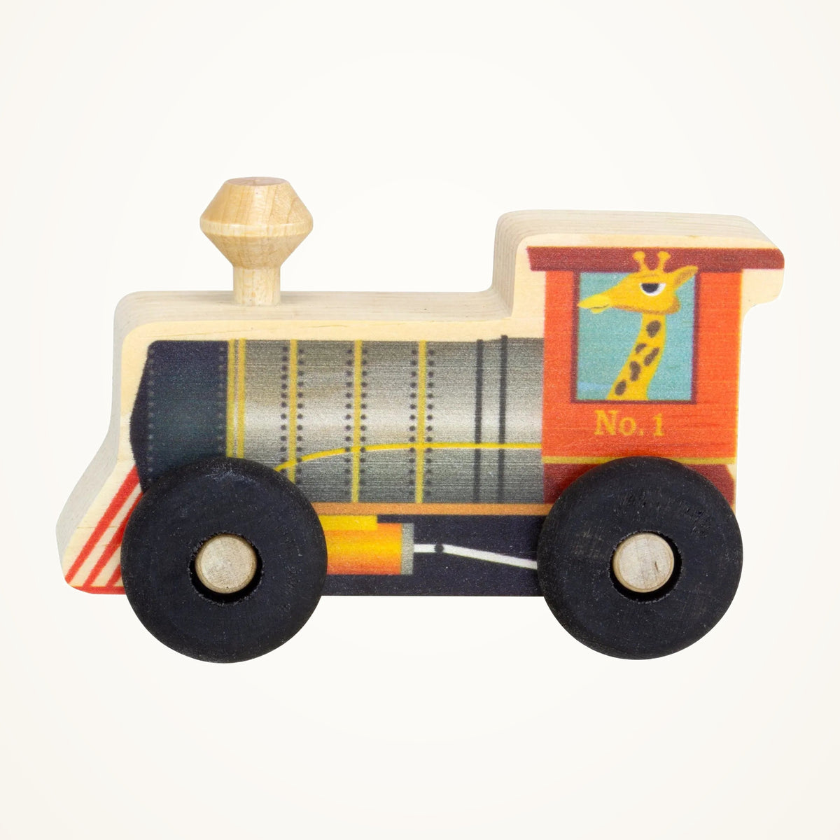 Maple Landmark Train Engine Scoot Wooden Toy Vehicle on a warm ivory background
