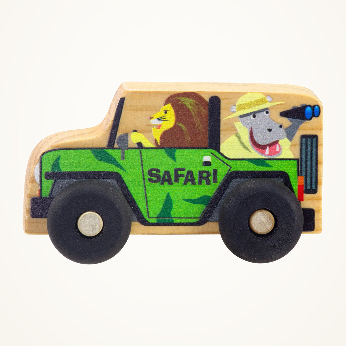 Maple Landmark Safari Truck Scoot Wooden Toy Vehicle on a warm ivory background