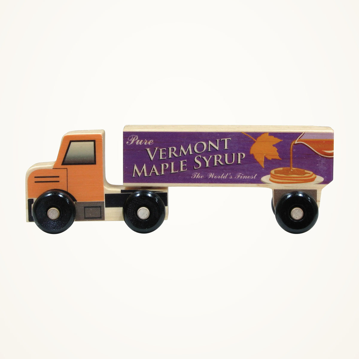 Maple Landmark Maple Syrup Semi Truck Scoot photographed on a warm ivory background.