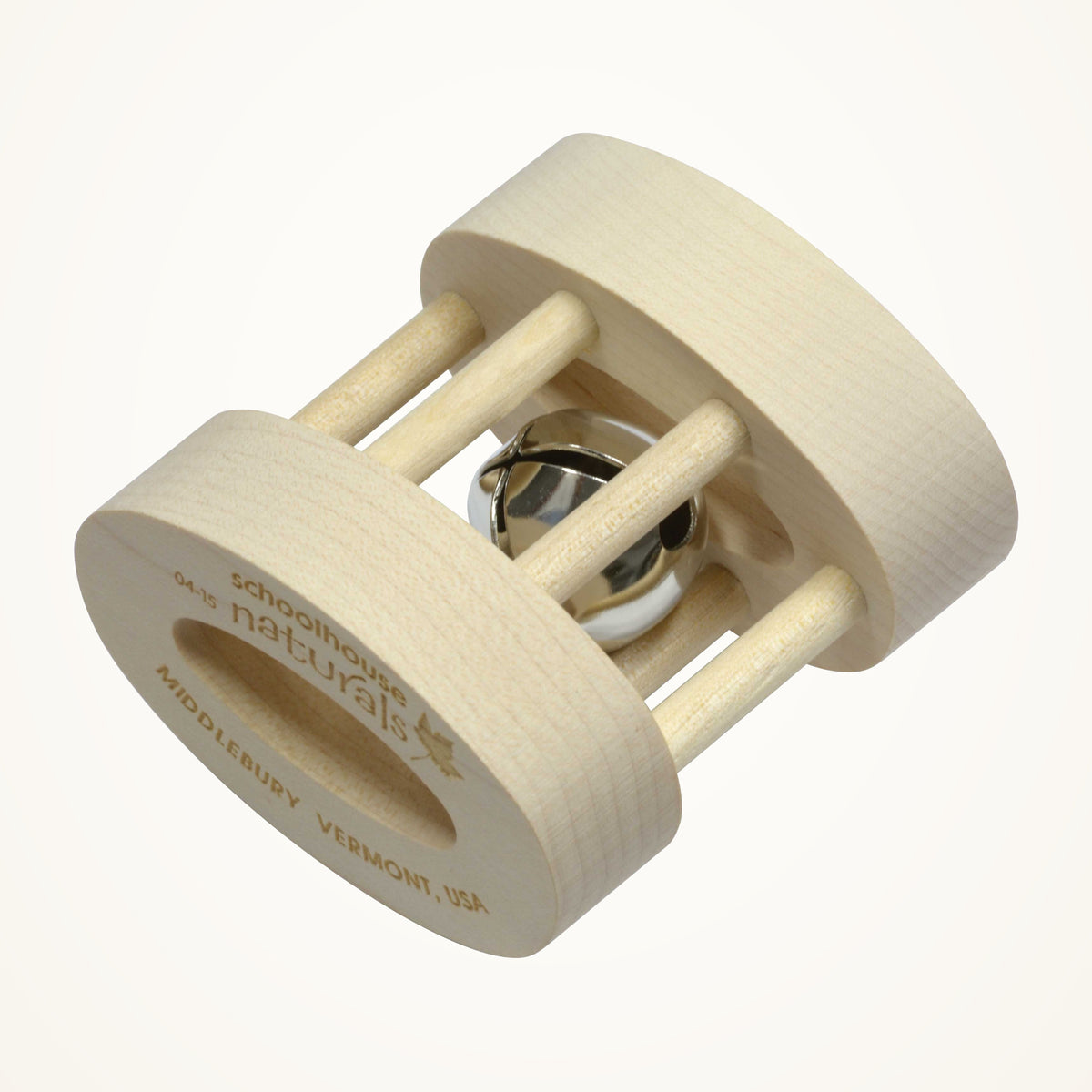 Maple Landmark Unfinished Oval Bell Rattle | Natural | USA Made on a warm ivory background