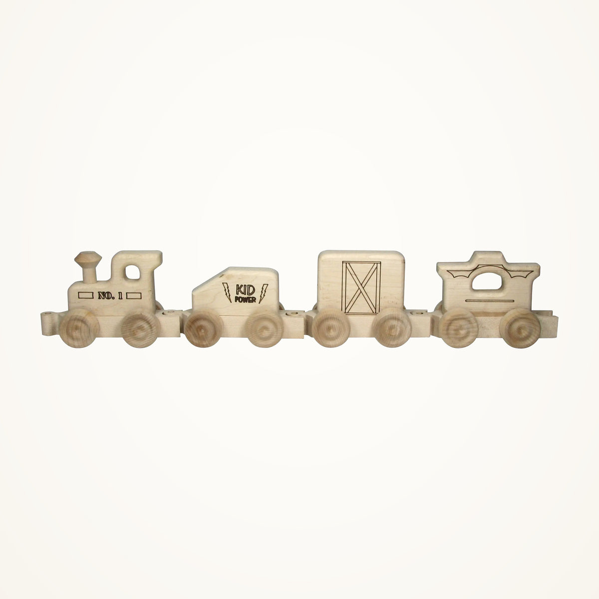 Maple Landmark My First Wooden Train photographed on a warm ivory background.