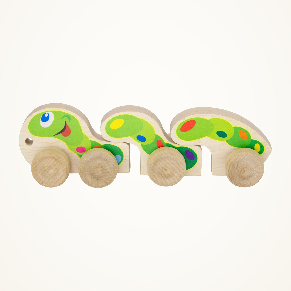 Maple Landmark Will’e Wobble Wooden Push Toy on a warm ivory background