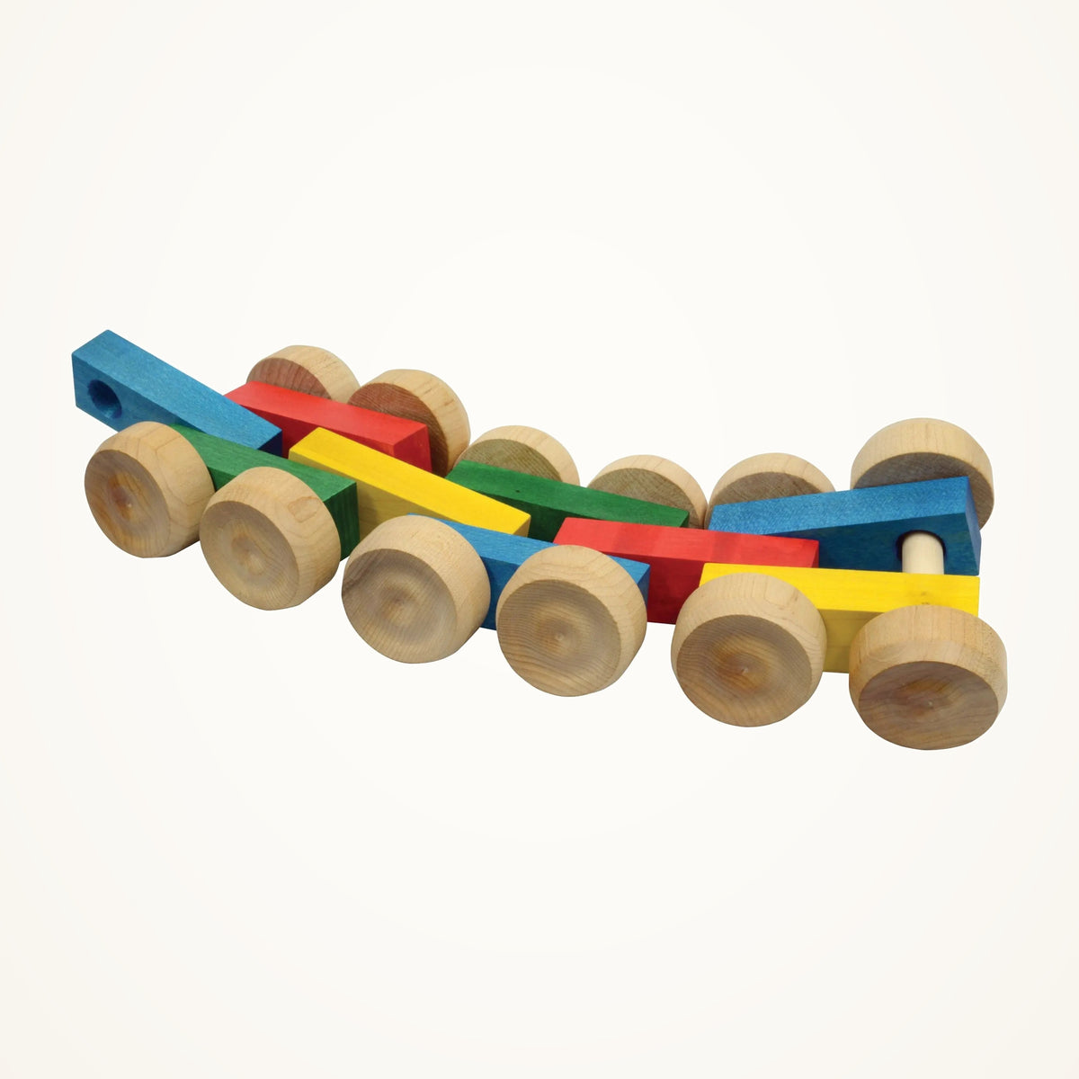 Maple Landmark Rolling Rover Wooden Push Toy on a warm ivory background
