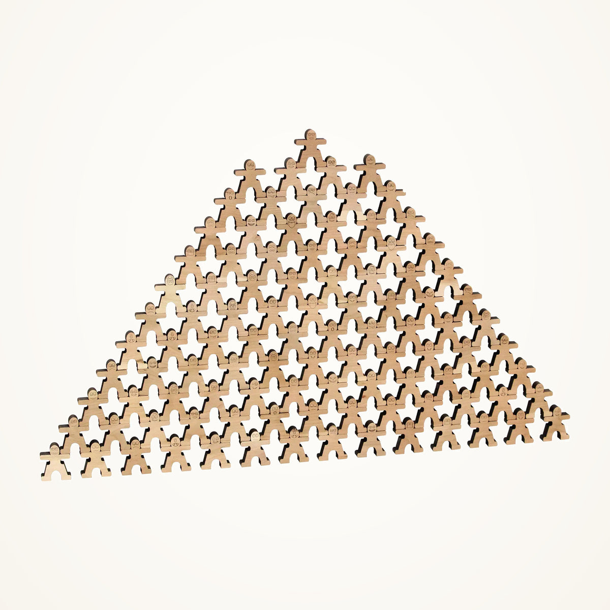 Maple Landmark Stacking Dudes Wooden Balancing Set, 100 Pieces on a warm ivory background