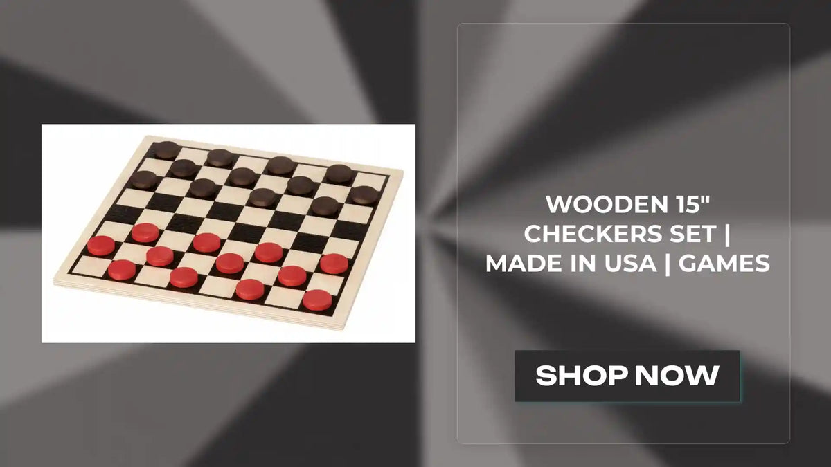 Wooden 15" Checkers Set | Made in USA | Games by@Outfy