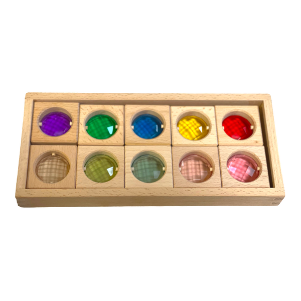10 Pcs Colored Square Gemmed Translucent Blocks with Storage Tray |  | The Baby Penguin