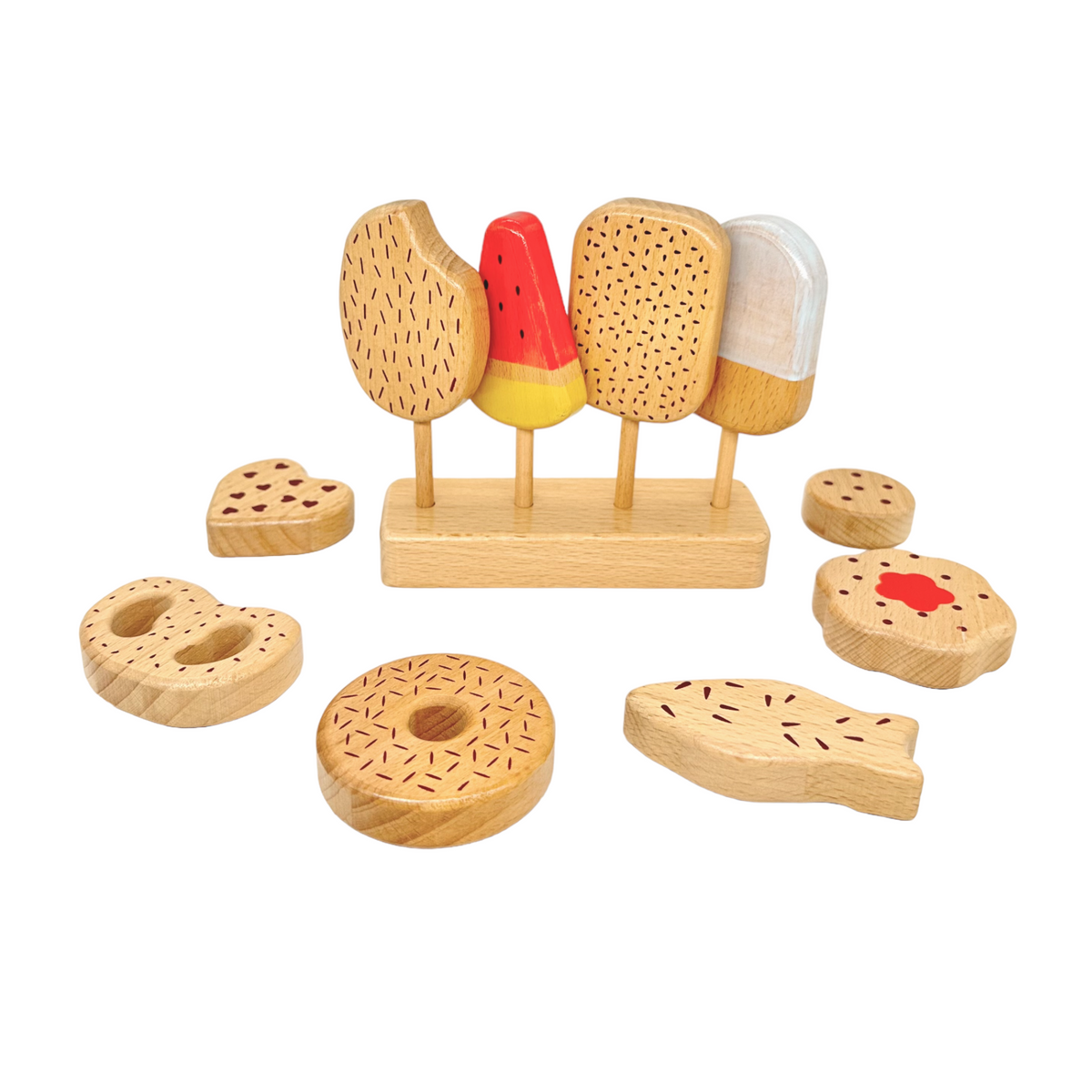 10-Piece Wooden Popsicle & Pastry Pretend Play Set – product image 2
