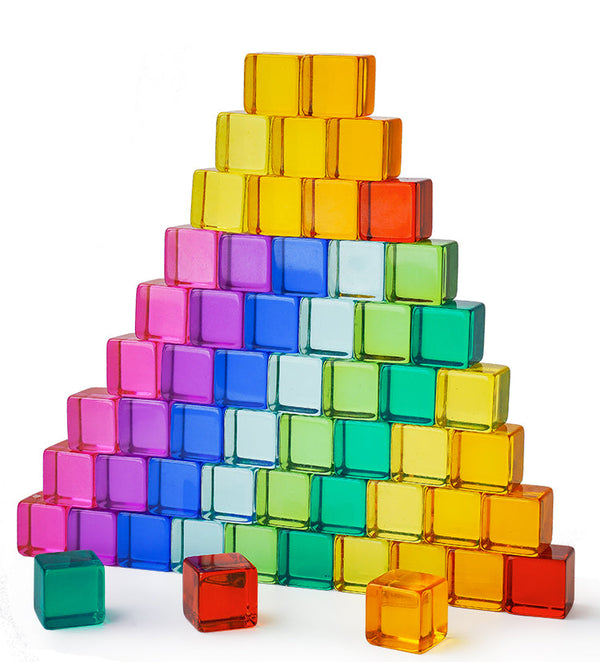 100 Pcs Rainbow Translucent Lucite Cubes Set with Storage Tray |  | The Baby Penguin