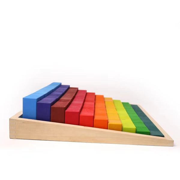 100 Pcs STAINED Large Stepped Counting Wooden Stacking Building Blocks | toys | The Baby Penguin