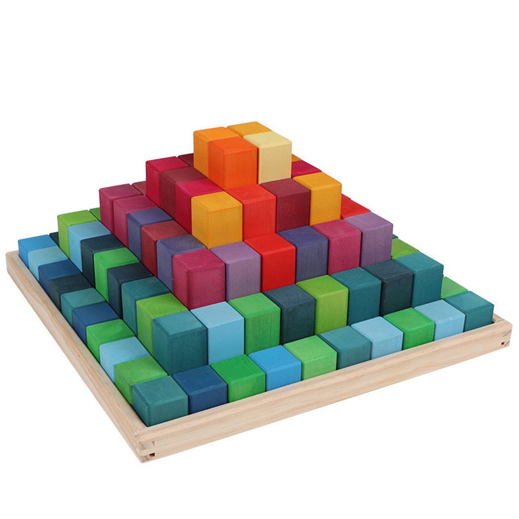 100 Pcs STAINED Large Stepped Pyramid Wooden Stacking Building Blocks |  | The Baby Penguin