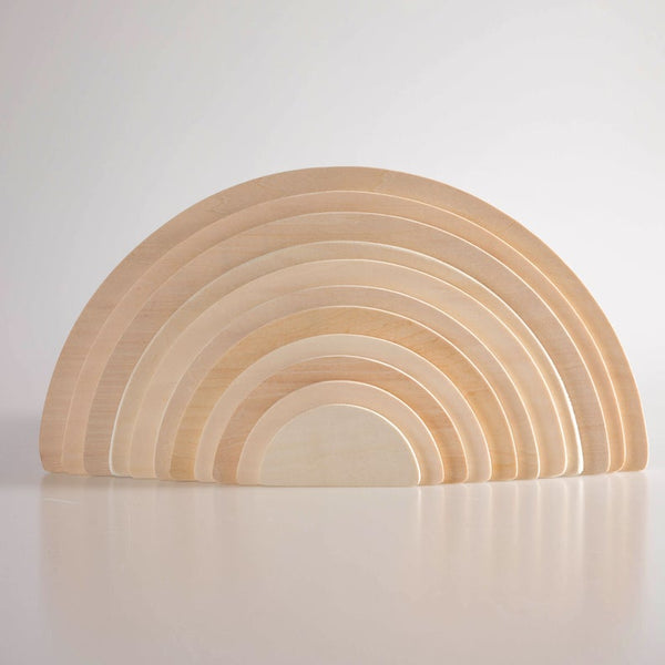 11 Pcs Large Wooden Rainbow Stacking Semi-circles Building Boards Set in Natural Colors | toys | The Baby Penguin