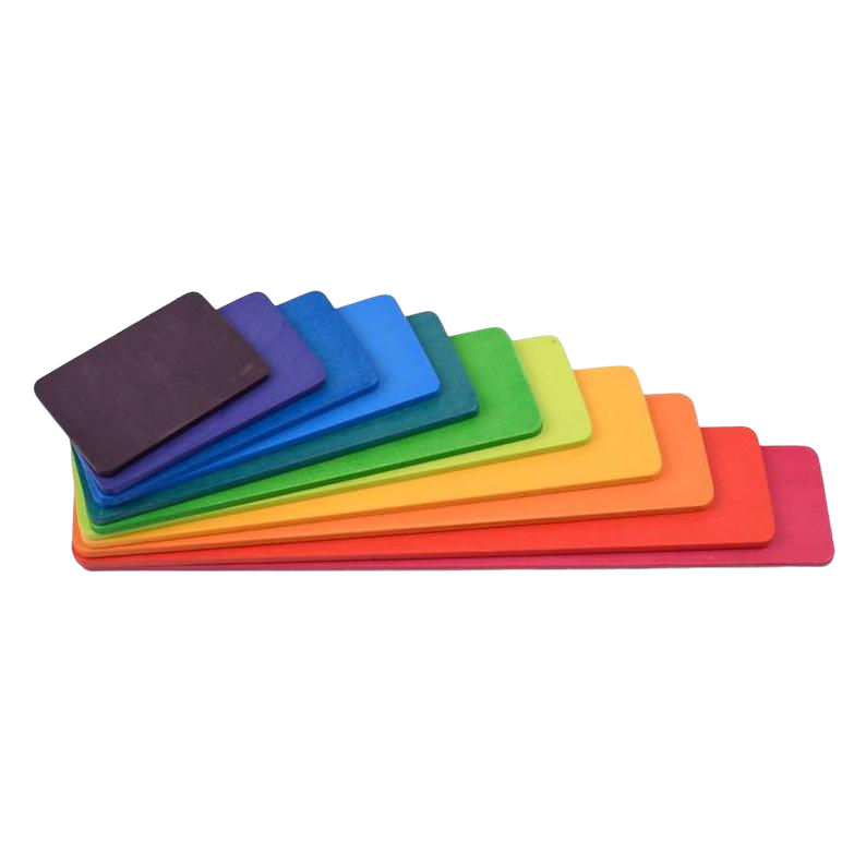 11 Pcs Wooden Rainbow Rectangular Building Boards in Primary Colors | toys | The Baby Penguin