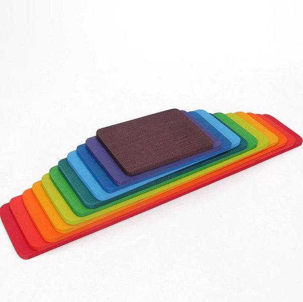 11 Pcs Wooden Rainbow Rectangular Building Boards in Primary Colors | toys | The Baby Penguin