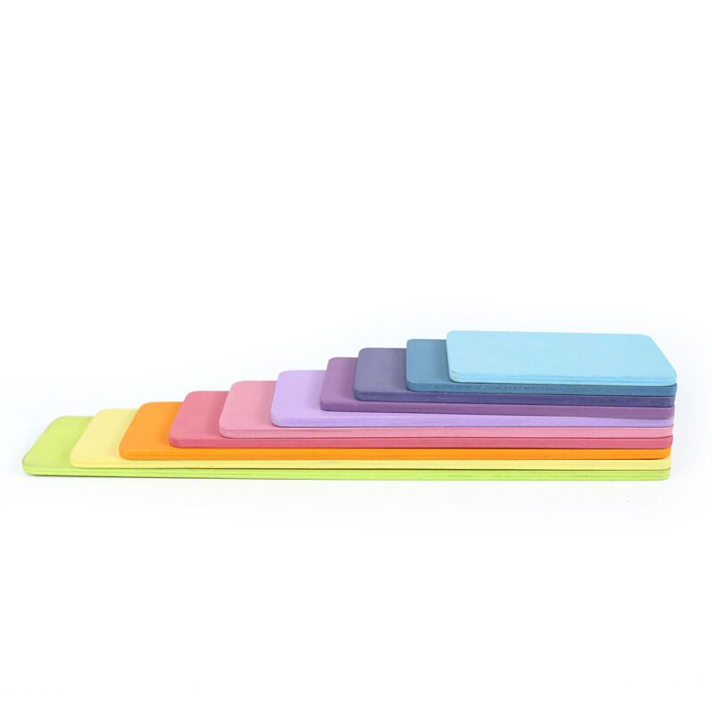11 Pcs Wooden Rectangular Building Boards in Pastel/Macaron Colors | toys | The Baby Penguin