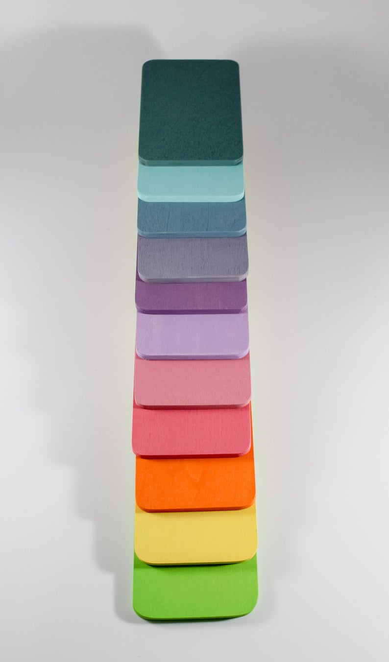 Green Elephant 11-Piece Pastel Wooden Building Boards – product view
