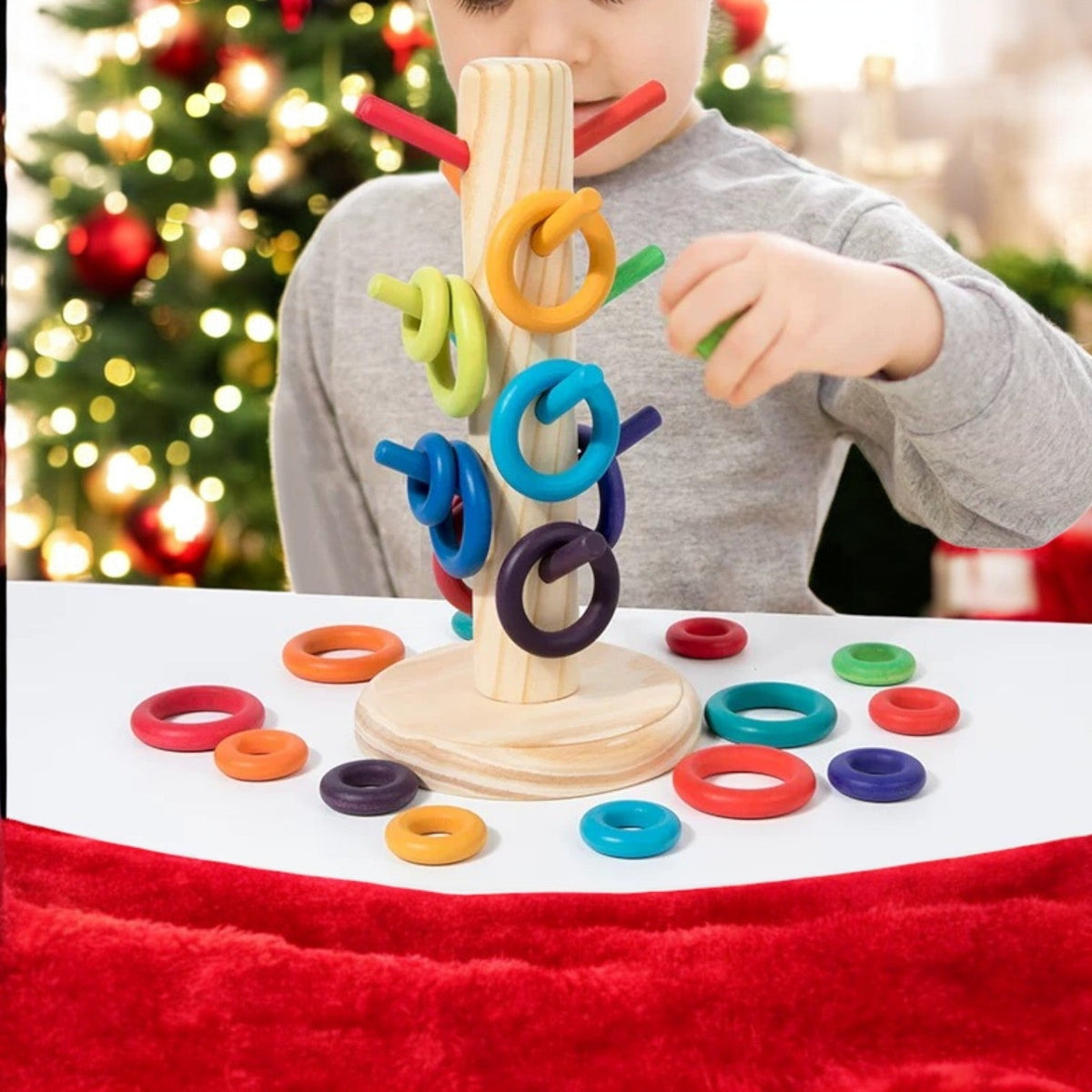 12-Dowel Sorting Tree with 24 Wooden Rings – additional product view