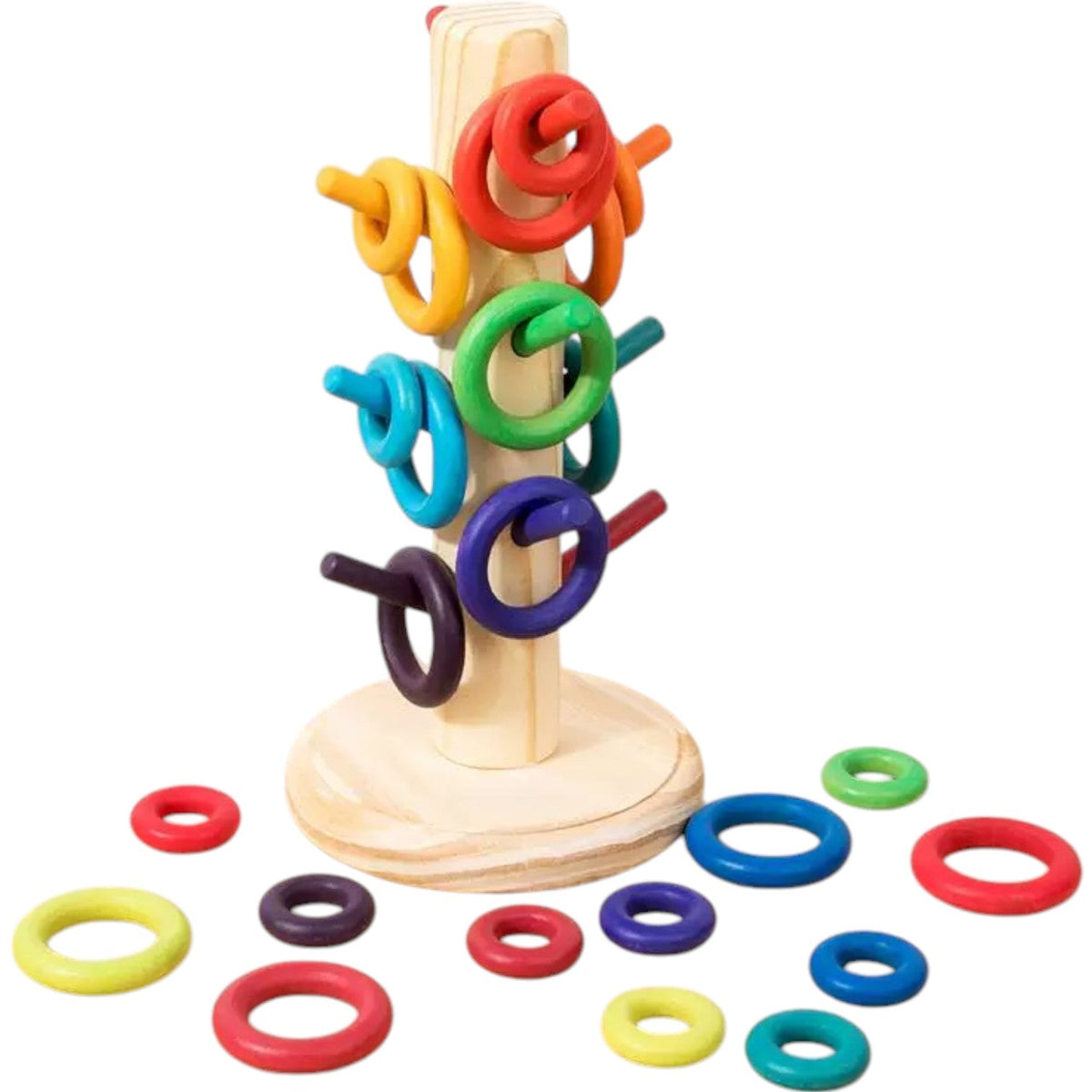 12-Dowel Sorting Tree with 24 Wooden Rings – additional product view
