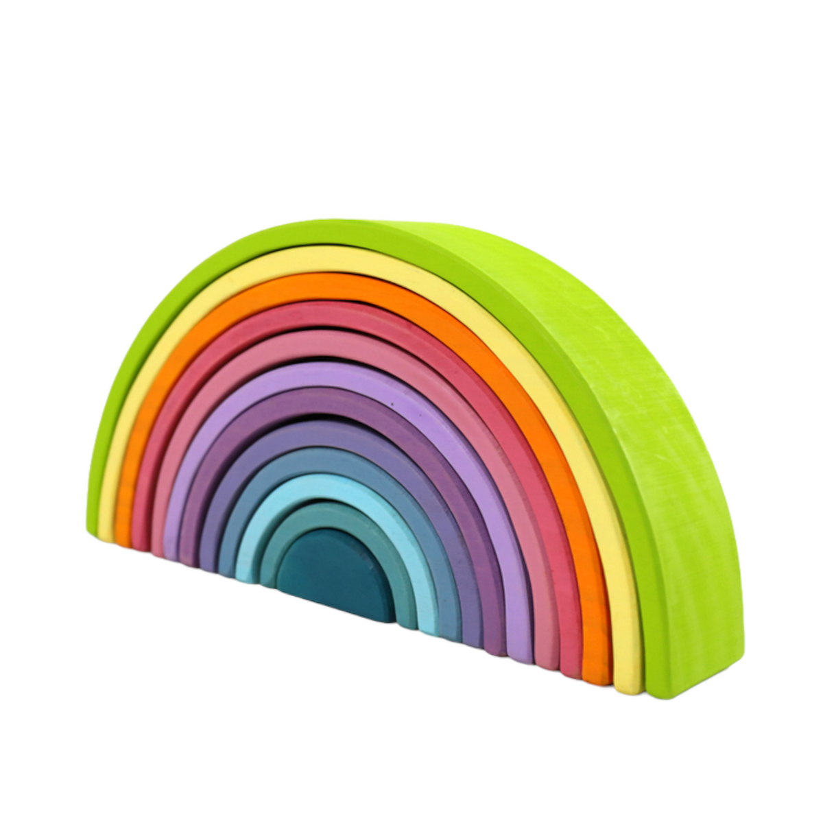 Green Elephant 12-Piece Pastel Wooden Rainbow Stacker
