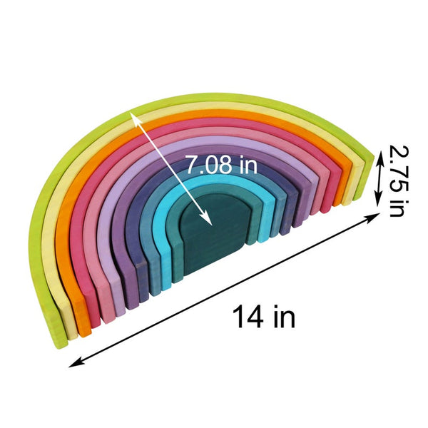 12 Pcs Large Wooden Rainbow Stacking Blocks in Pastel/Macaron Colors | toys | The Baby Penguin