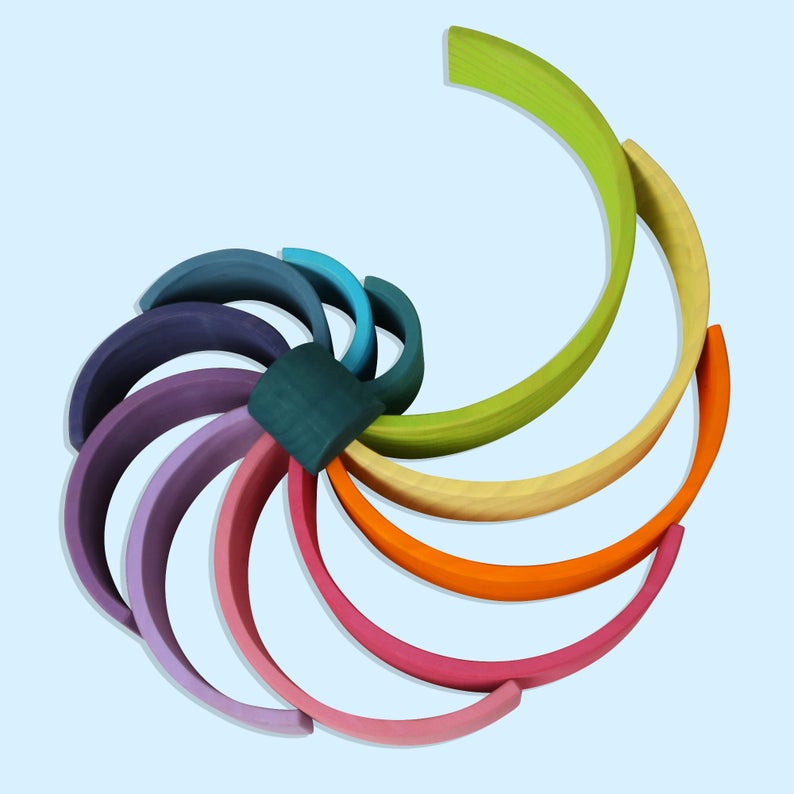 Green Elephant 12-Piece Pastel Wooden Rainbow Stacker – product view