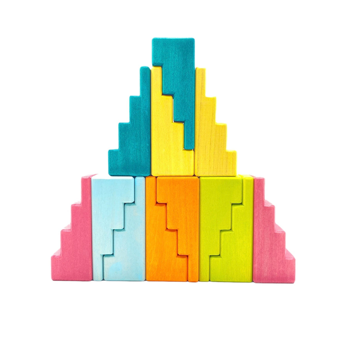 12-Piece Stained Pastel Stepped Roof Block Set by Green Elephant Home and Toys