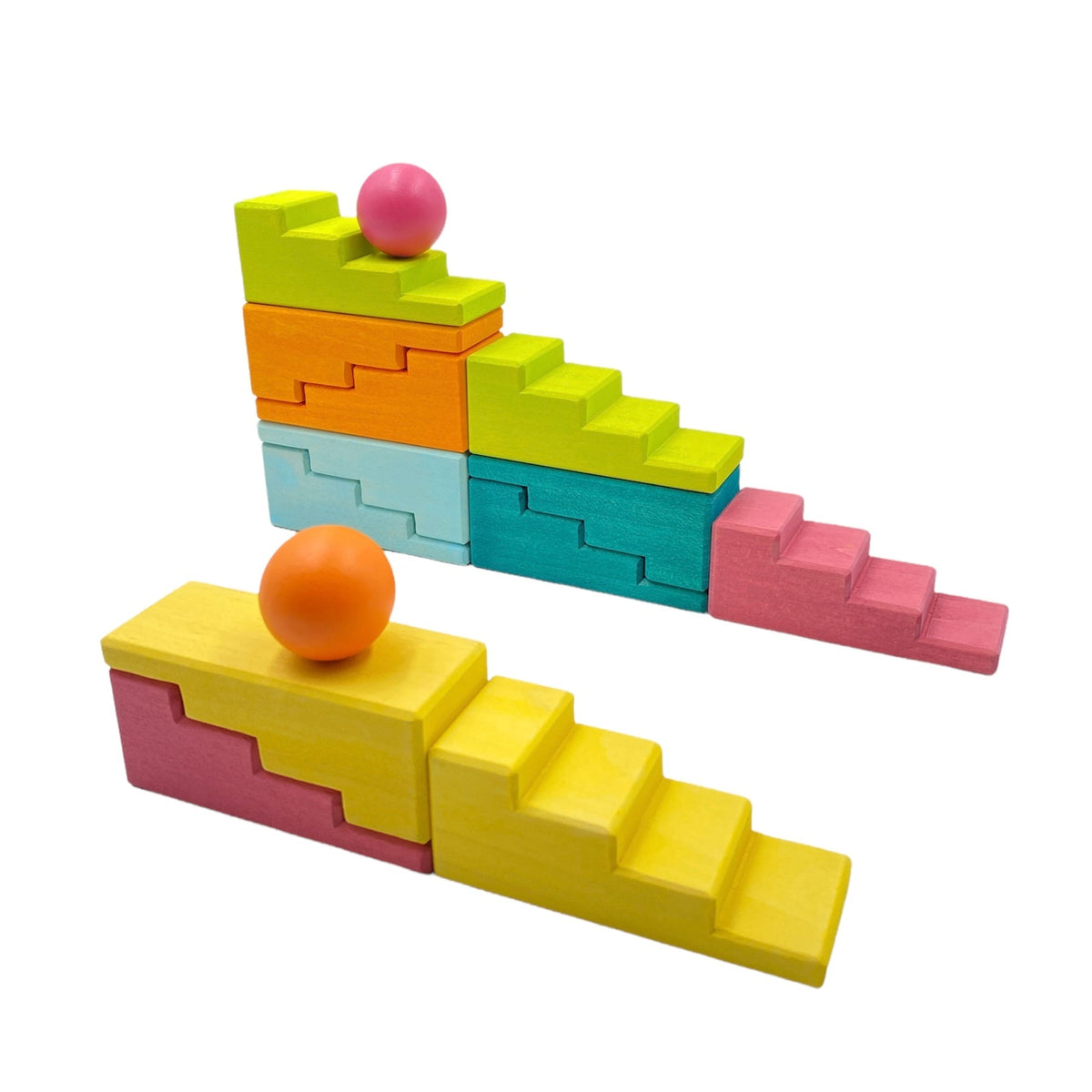 12-Piece Stained Pastel Stepped Roof Block Set by Green Elephant Home and Toys – alternate view 5