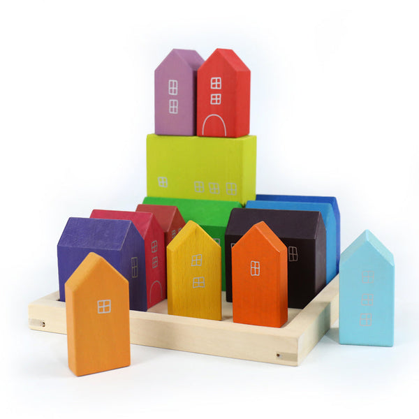 15 Pcs Little Village Wooden House Toys Building Blocks | toys | The Baby Penguin