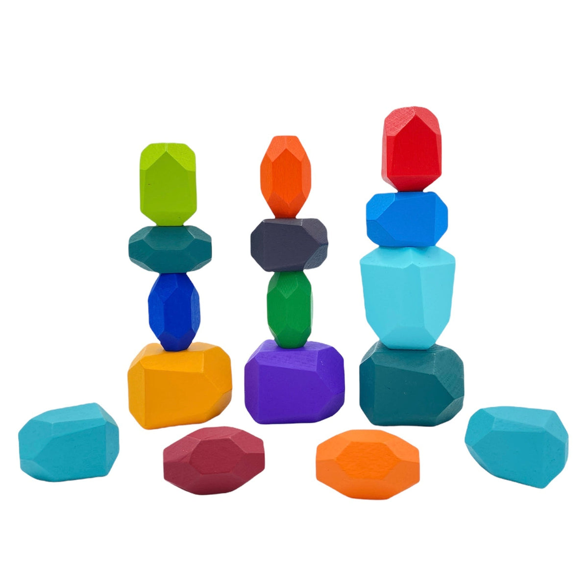 Green Elephant 16-Piece Primary Wooden Balancing Stones