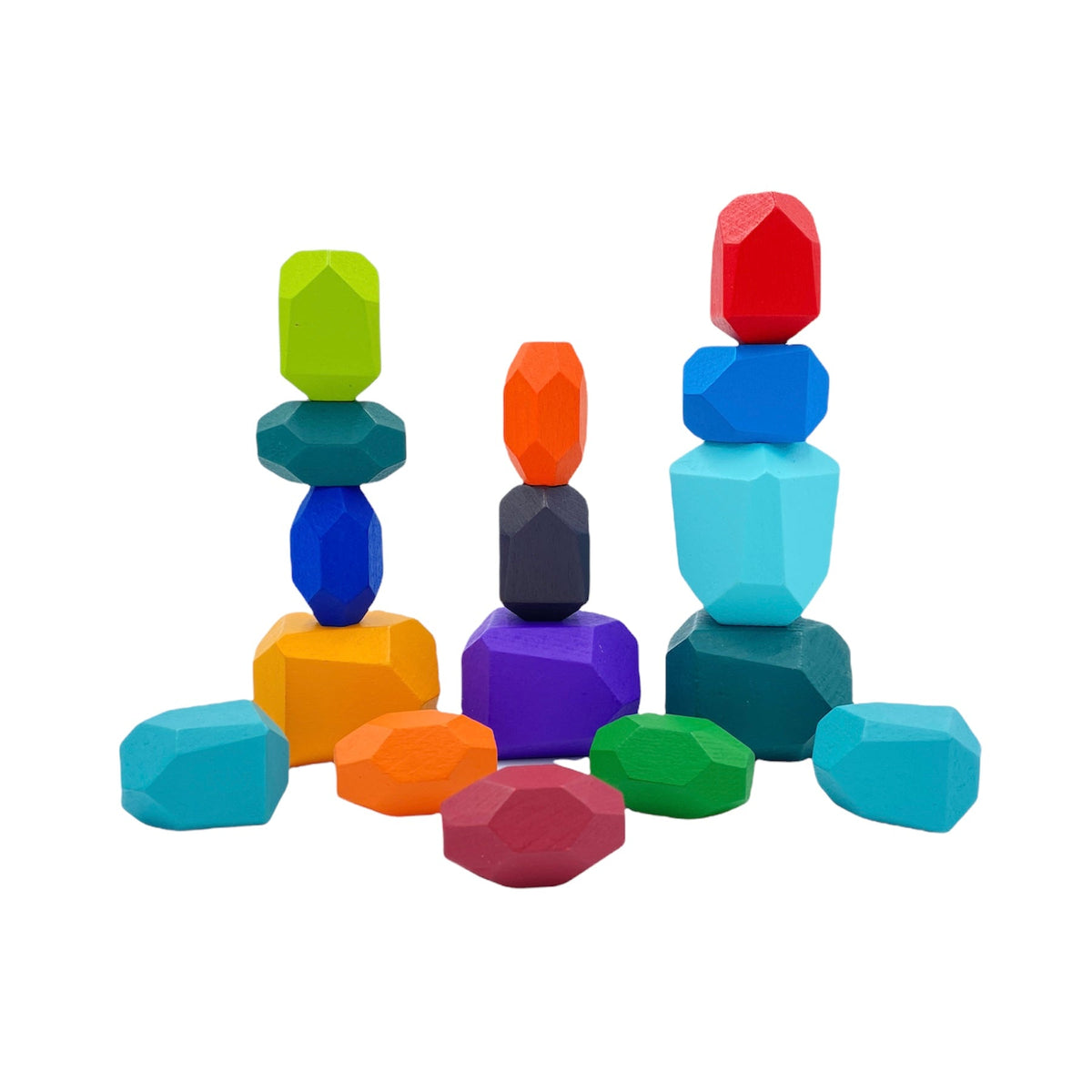Green Elephant 16-Piece Primary Wooden Balancing Stones – product view