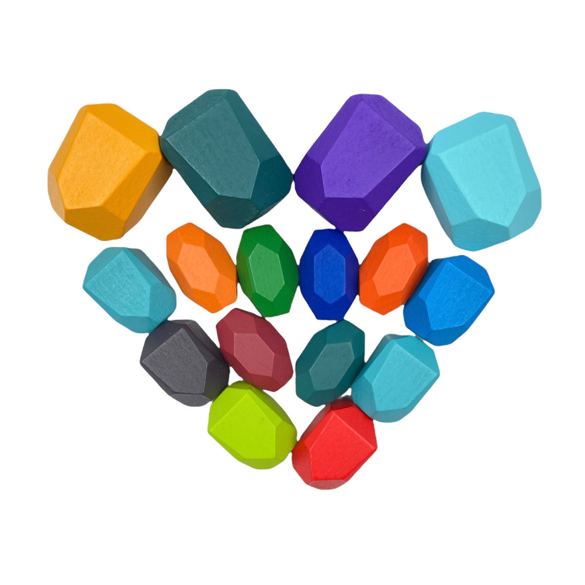 Green Elephant 16-Piece Primary Wooden Balancing Stones – product view