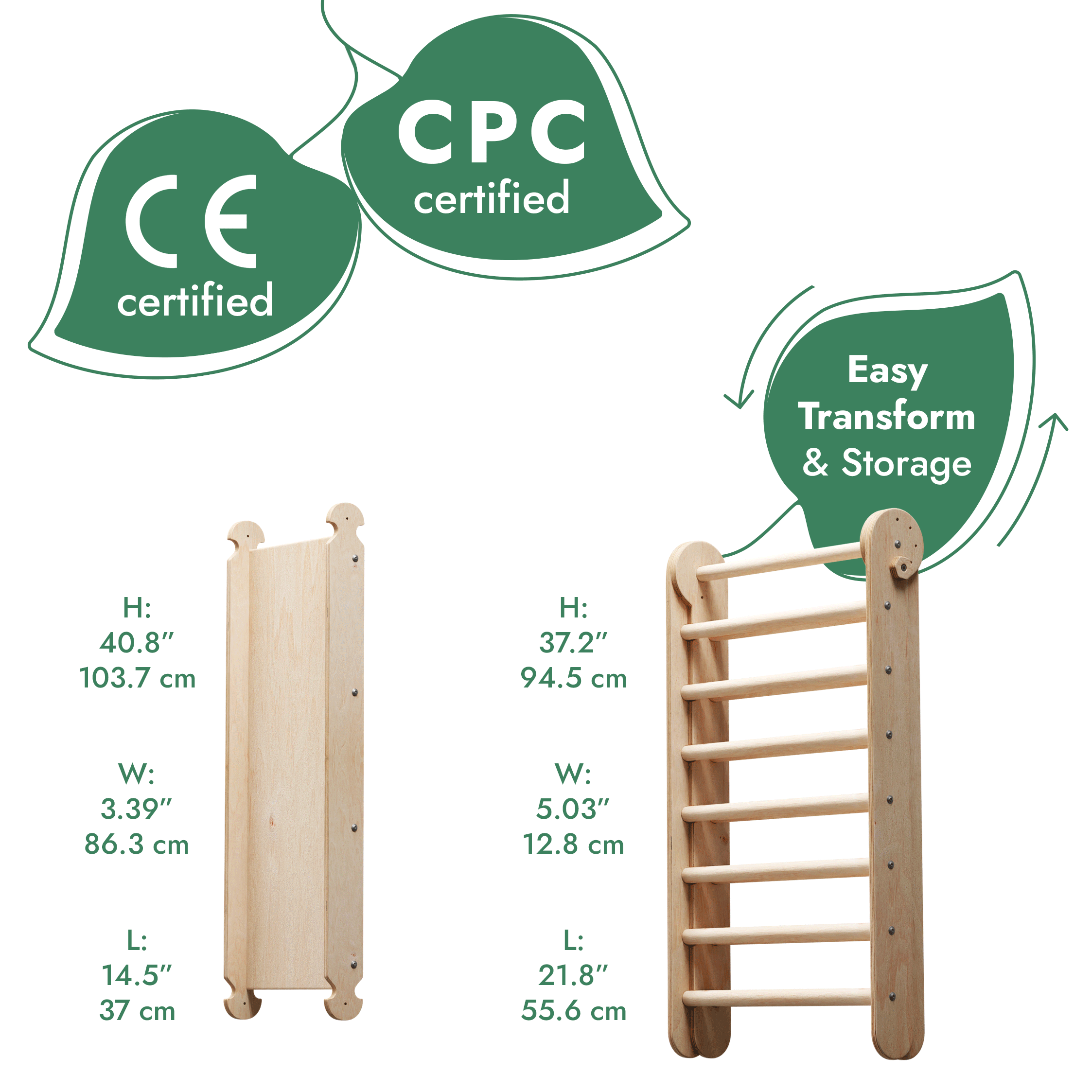 6in1 Wooden Swedish Wall / Climbing ladder for Children + Swing Set + Slide Board - The Baby Penguin