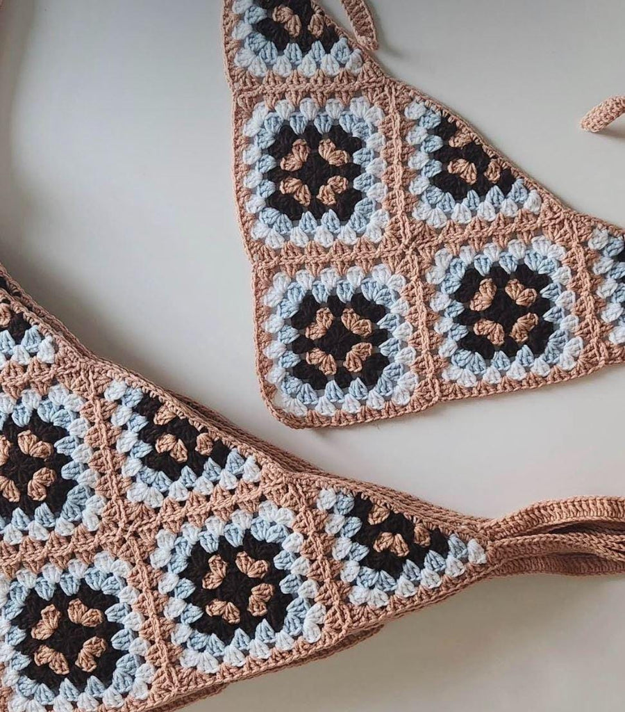 3-in-1 Crochet Granny Square Bandana – Handmade Headband, Pet Collar &Mom Neck Scarf | Colorful Boho Accessory | Retro Crochet Gift - The Baby Penguin